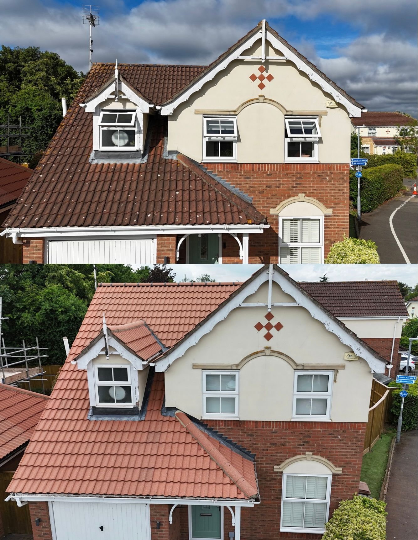 Before and after roof coating transformation